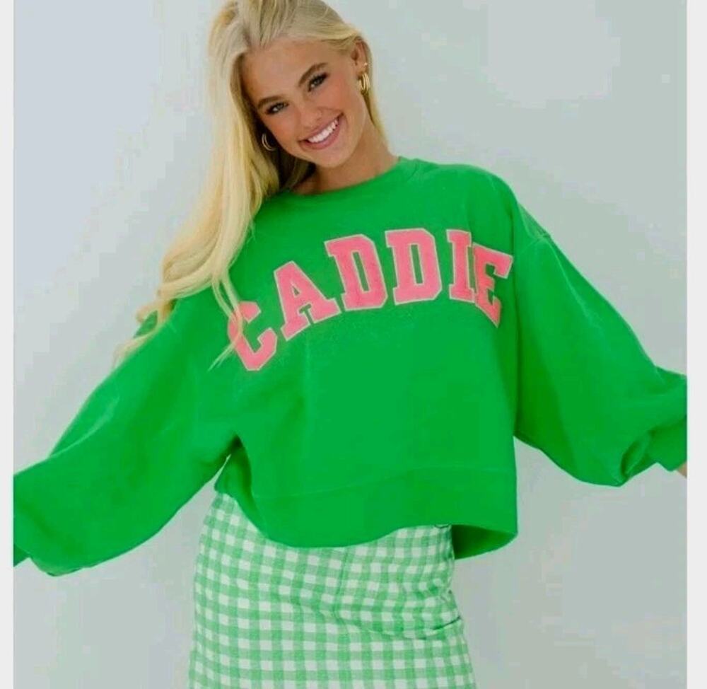 Judith March Golf Caddie Squad Pullover Womens Size S Green Oversized Crop